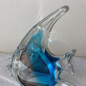 Blue and Brown Glass Art Fish Sculpture
